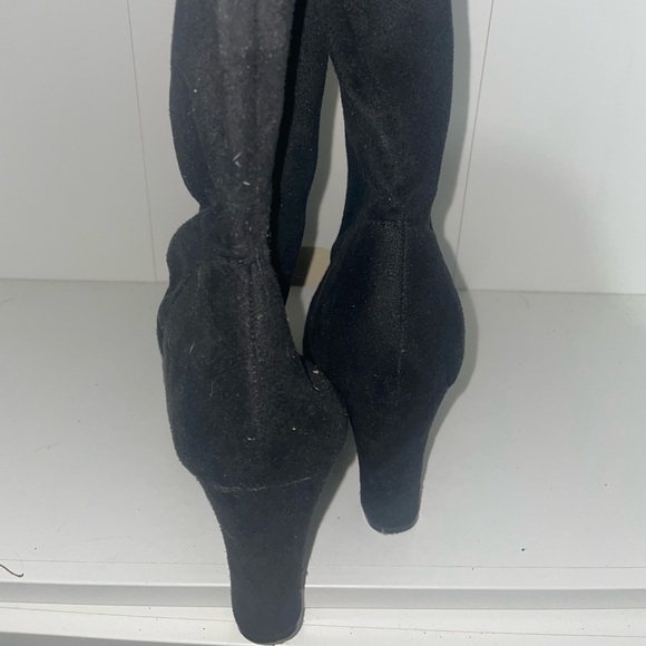 Thigh high boots knee high boots Black heel boots chunky boots - Picture 5 of 9